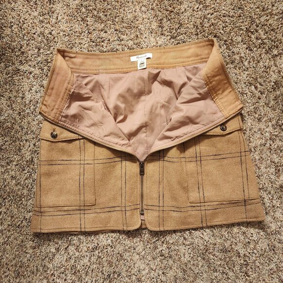 Madewell Fair Trade Wool Blend Windowpane Cargo Mini Skirt Size 6 - Picture 3 of 7